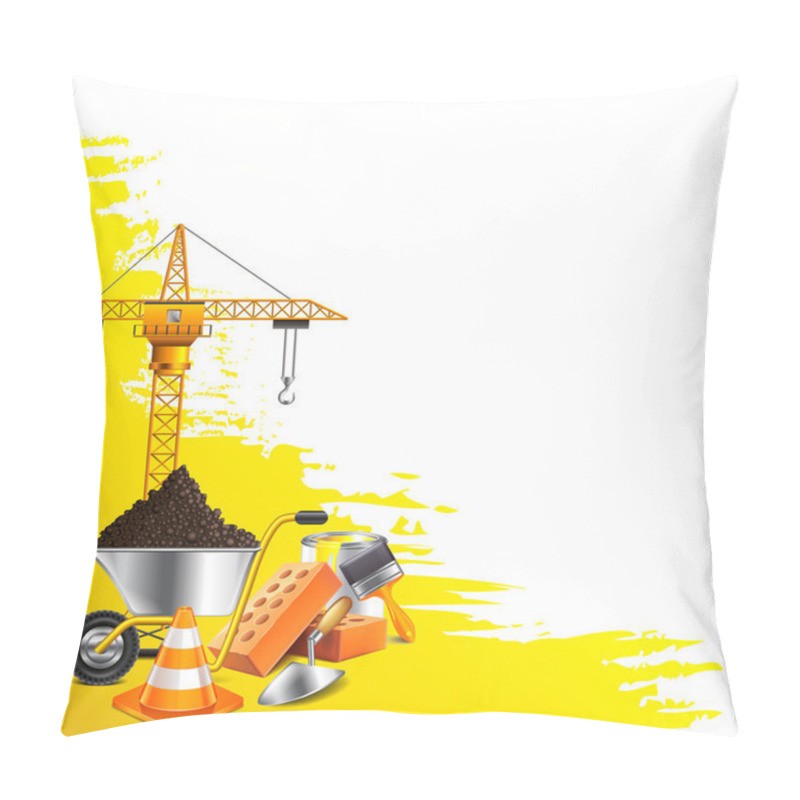 Personality  Yellow Grunge Background And Construction Objects Vector Pillow Covers