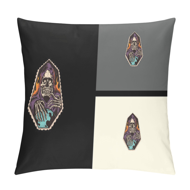 Personality  Angel Of Death And Flames Vector Tattoo Design Pillow Covers