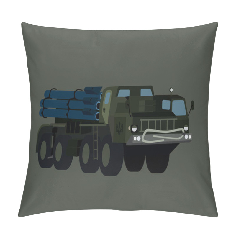 Personality  Illustration Of Military Multiple Rocket Launcher Isolated On Grey  Pillow Covers