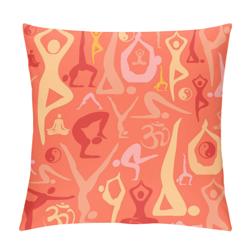 Personality  Yoga Icons Red Background Pillow Covers