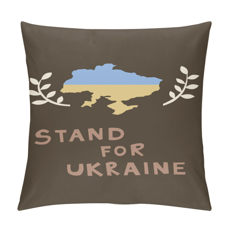 Personality  Illustration Of Country Near Stand For Ukraine Lettering On Brown Pillow Covers