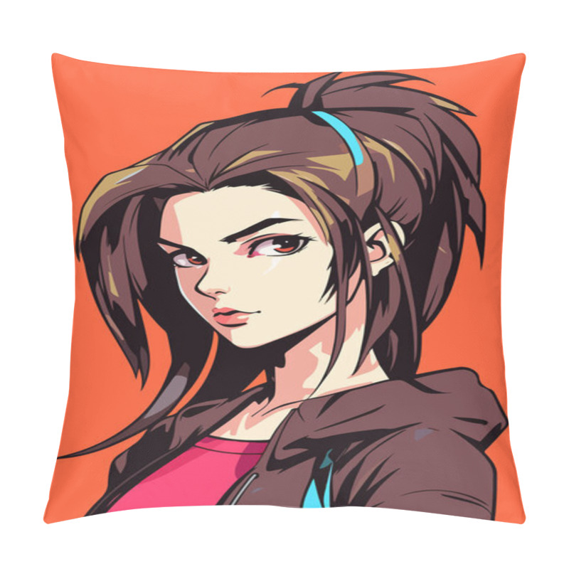 Personality  Young Girl Anime Style Character Vector Illustration Design. Manga Anime Girl Hair Faces Cartoon . Face Young Girl Anime Style Character Vector Illustration Design. Girl Anime Female Manga Cartoon Pillow Covers