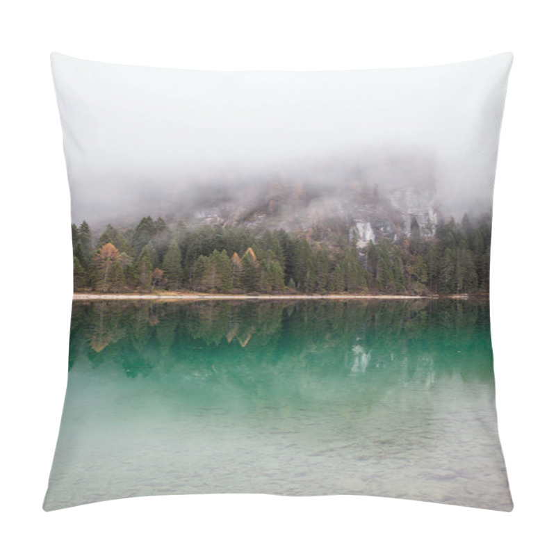 Personality  Alpine Lake In Foggy Morning In Mountains Pillow Covers