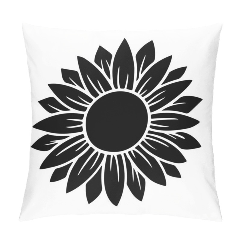 Personality  Sunflower Simple Icon. Flower Silhouette Vector Illustration. Sunflower Graphic Logo, Hand Drawn Icon For Packaging, Decor. Petals Frame, Black Silhouette Isolated On White Background. Pillow Covers