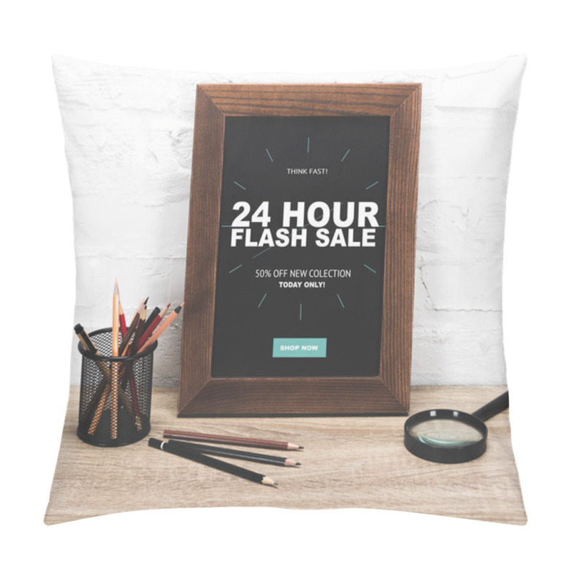 Personality  Photo Frame And Office Supplies On Table Pillow Covers