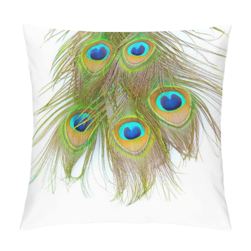 Personality  Peacock Feathers On White Background Close-up Pillow Covers