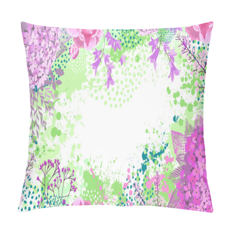 Personality  Frame Made Of Beautiful Flowers. Horizontal Floral Card. Vector Illustration Pillow Covers