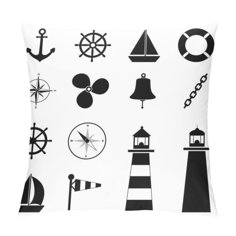 Personality  Set Of Sea Icons, Vector Illustration Pillow Covers