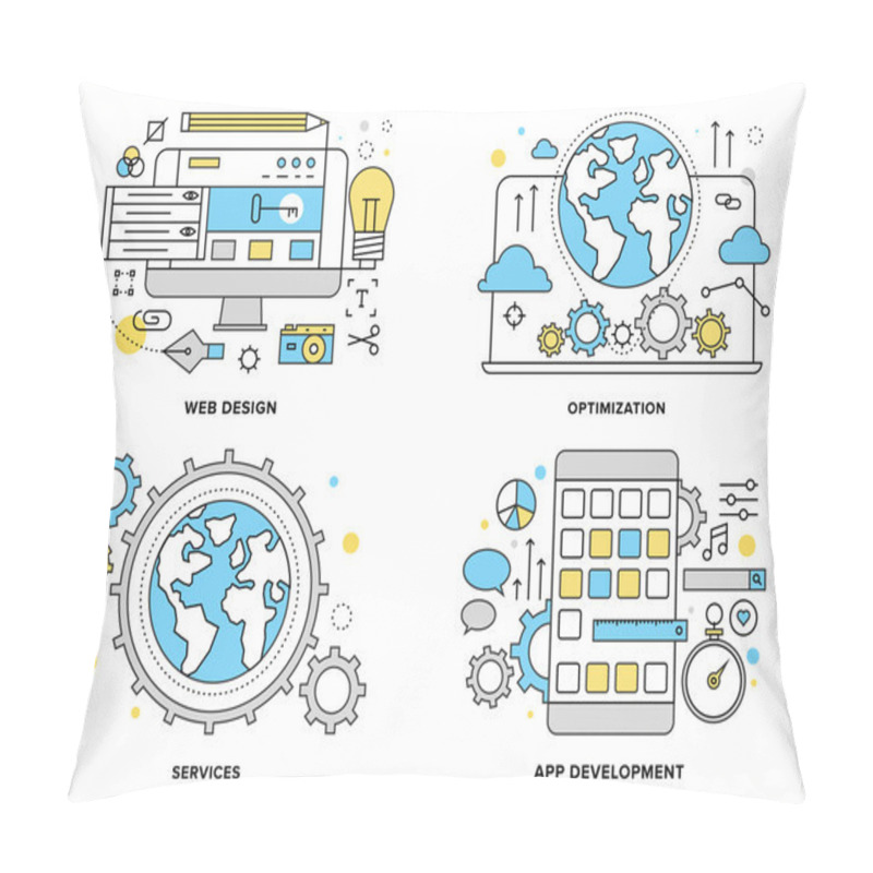 Personality  Interface Designer Desk Illustration Pillow Covers