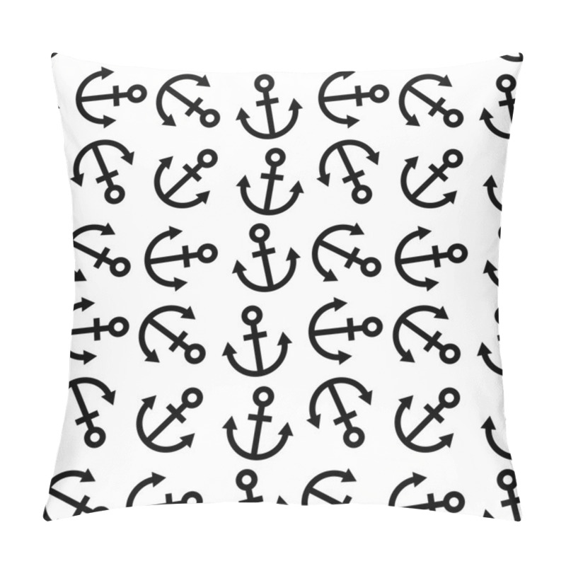 Personality  Seamless Background Sea Anchors Black And White Background. Vector Pillow Covers