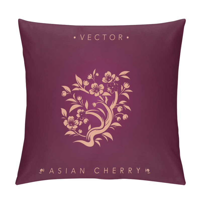 Personality  Rich Maroon And Gold Cherry Blossom Vector Design Pillow Covers