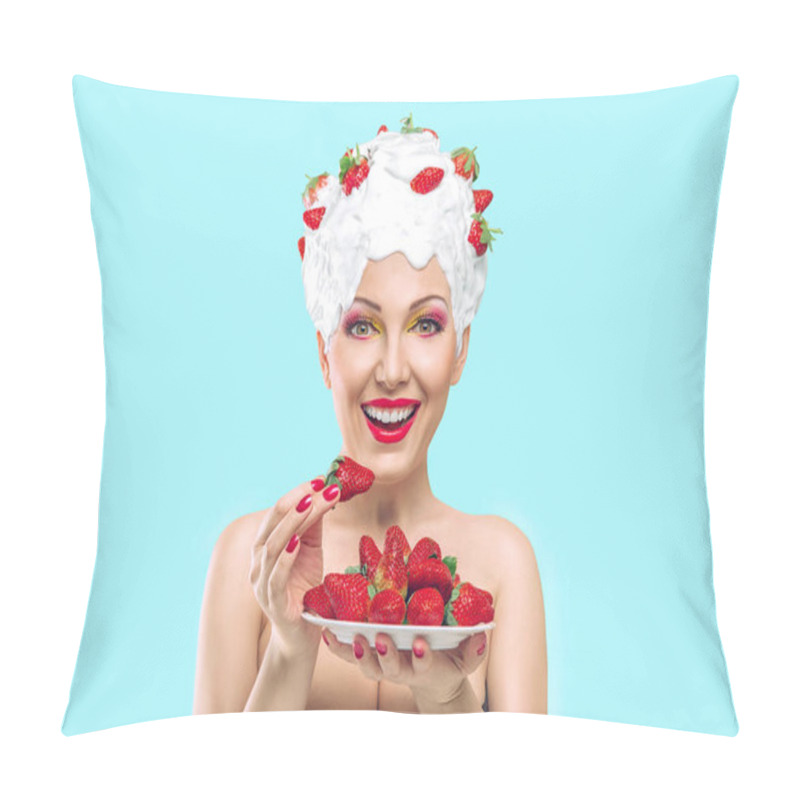 Personality  Woman With Strawberry Pillow Covers