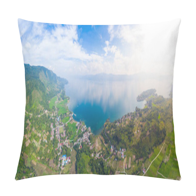 Personality  Aerial: Lake Toba And Samosir Island View From Above Sumatra Indonesia. Huge Volcanic Caldera Covered By Water, Traditional Batak Villages, Green Rice Paddies, Equatorial Forest. Pillow Covers