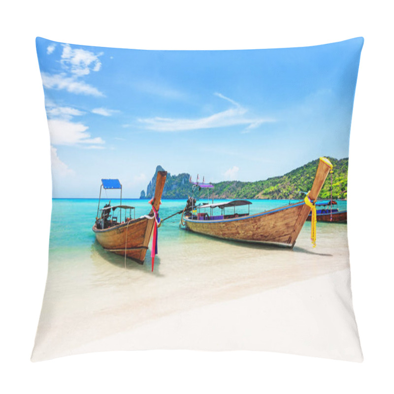 Personality  Thai Traditional Wooden Longtail Boats. Pillow Covers