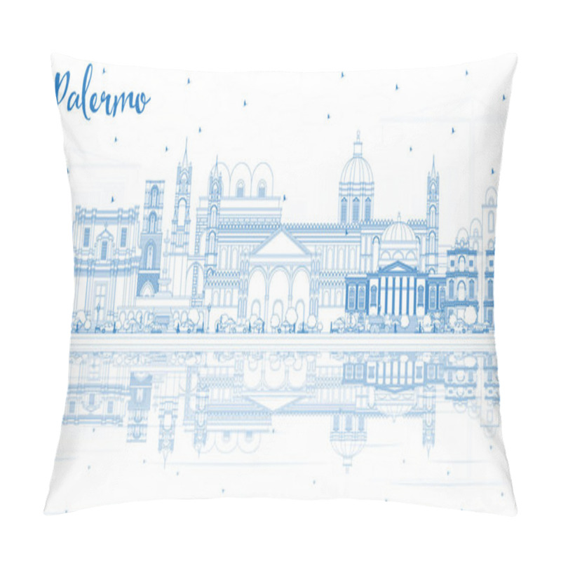 Personality  Outline Palermo Italy City Skyline With Blue Buildings And Reflections. Vector Illustration. Business Travel And Tourism Concept With Historic Architecture. Palermo Sicily Cityscape With Landmarks. Pillow Covers