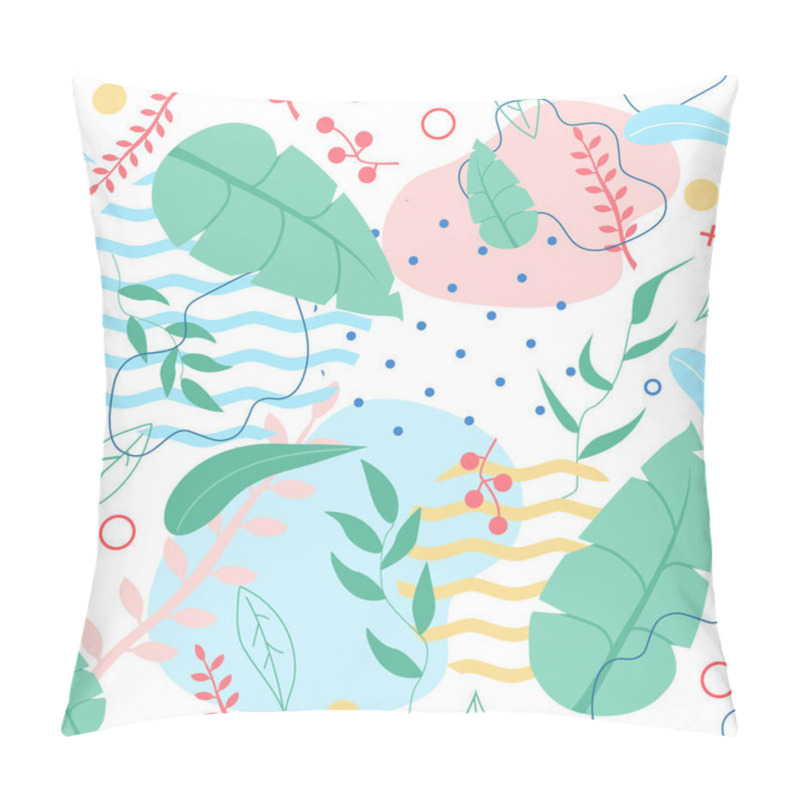 Personality  Seamless Pattern With Tropical Leaves And Sea Wave Pillow Covers