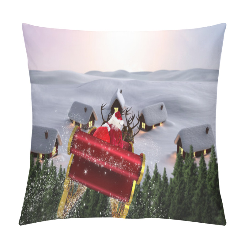 Personality  Composite Image Of Santa Flying His Sleigh Pillow Covers