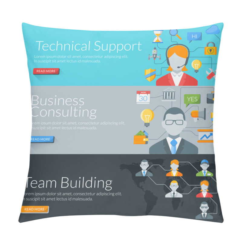 Personality  Flat Design Concept For Technical Support, Business Consulting And Team Building. Vector Illustration For Web Banners And Promotional Materials Pillow Covers