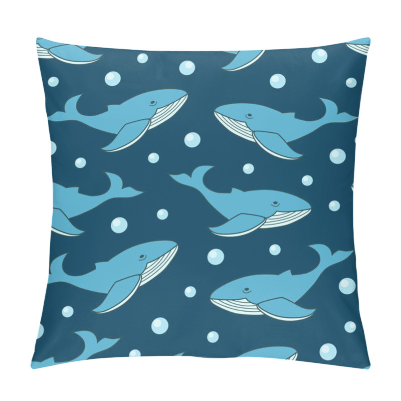 Personality  Blue Whale Pattern Design. Seamless Pattern With Whales. Ocean Animals Background. Pillow Covers