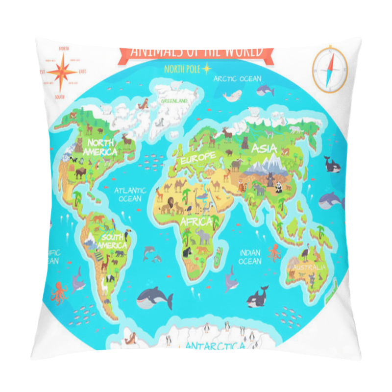 Personality  Animals Of The World Flat Design Vector Concept Pillow Covers