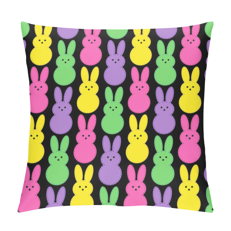 Personality  Cute Easter Seamless Pattern Design With Funny Cartoon Characters Of Bunnies In 80s And 90s Style Neon Colors Pillow Covers