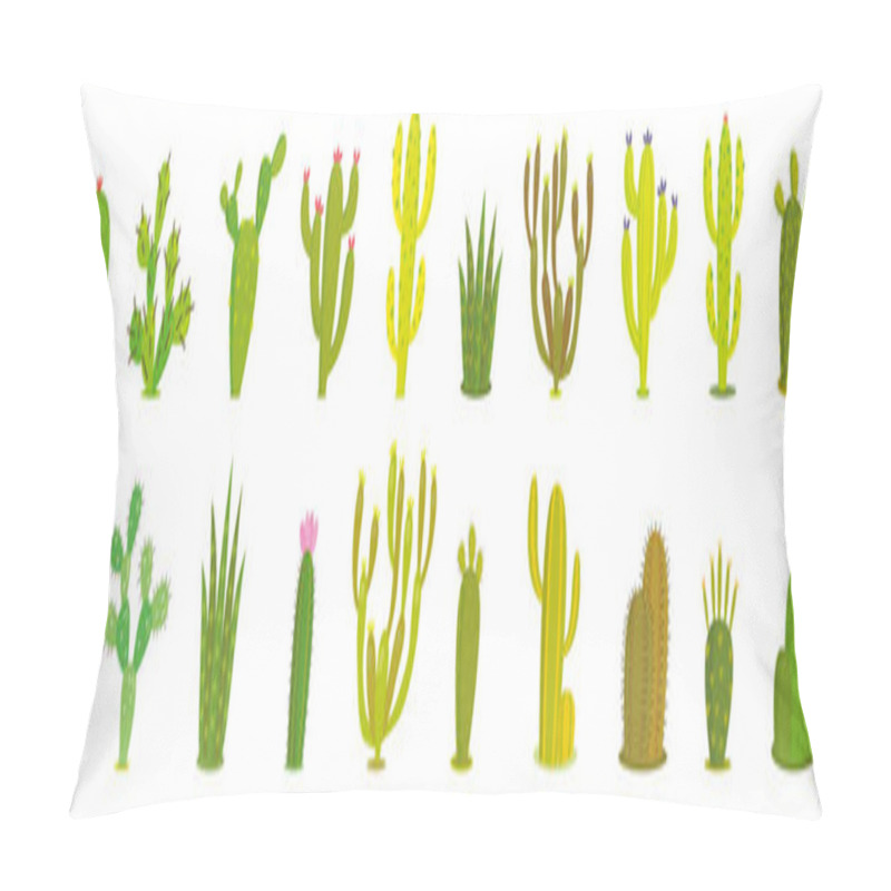 Personality  Cactus Vector Set. Collection Of Exotic Plants. Decorative Natural Elements Are Isolated On White. Cactus With Flowers. Pillow Covers