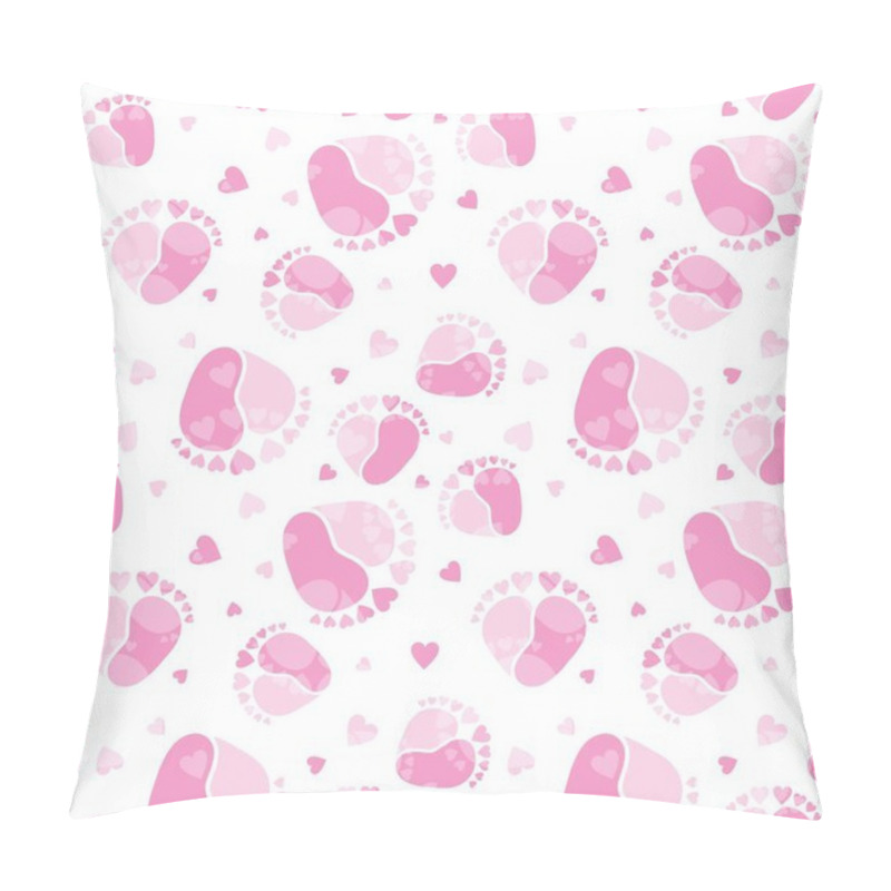 Personality  Seamless Vector Pattern Of Baby Feet  And Heart Shape Pillow Covers