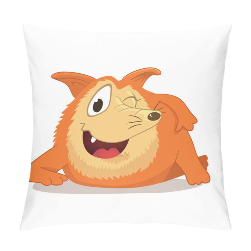 Personality  Cutet Lying Character With A Long Nose, Reminiscent Of A Red Fox Or Dog. Mascot Character. Wily And Cunning Facial Expression. Isolated.  Pillow Covers