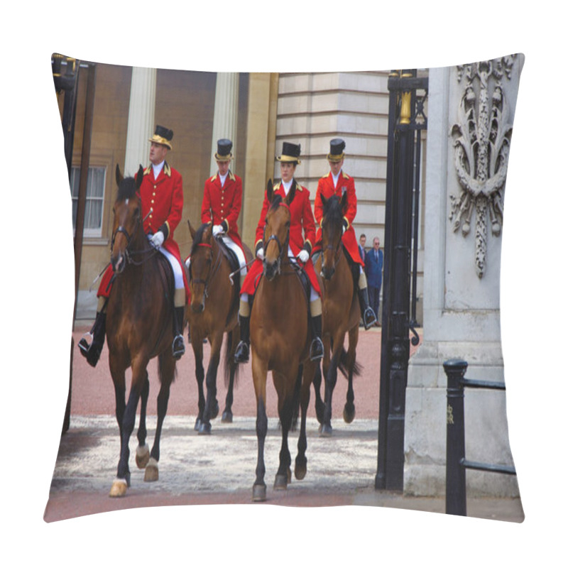 Personality  Royal Horsemen At Queens Birthday Celebration Rehearsal 2019. Buckingham Palace. London UK. Pillow Covers