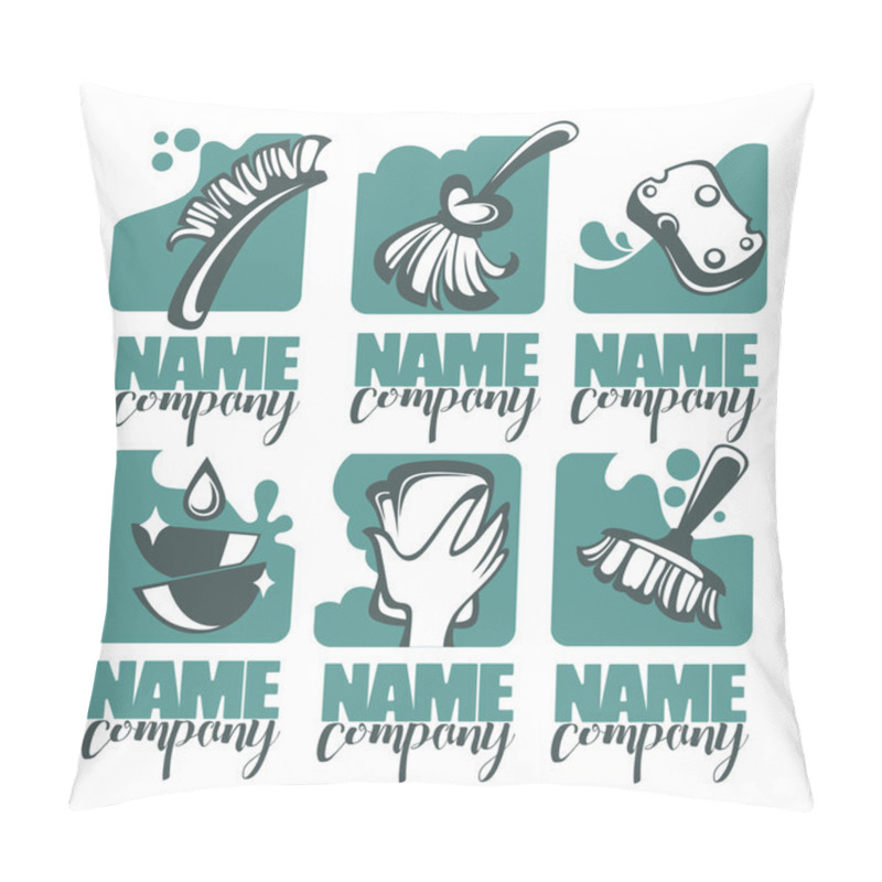 Personality  Cleaning, Washing, Sweeping And Chamberwork, Vector Emblem, Logo Pillow Covers