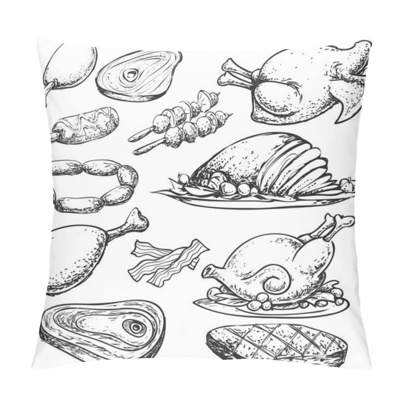 Personality  Meat Doodle Pillow Covers