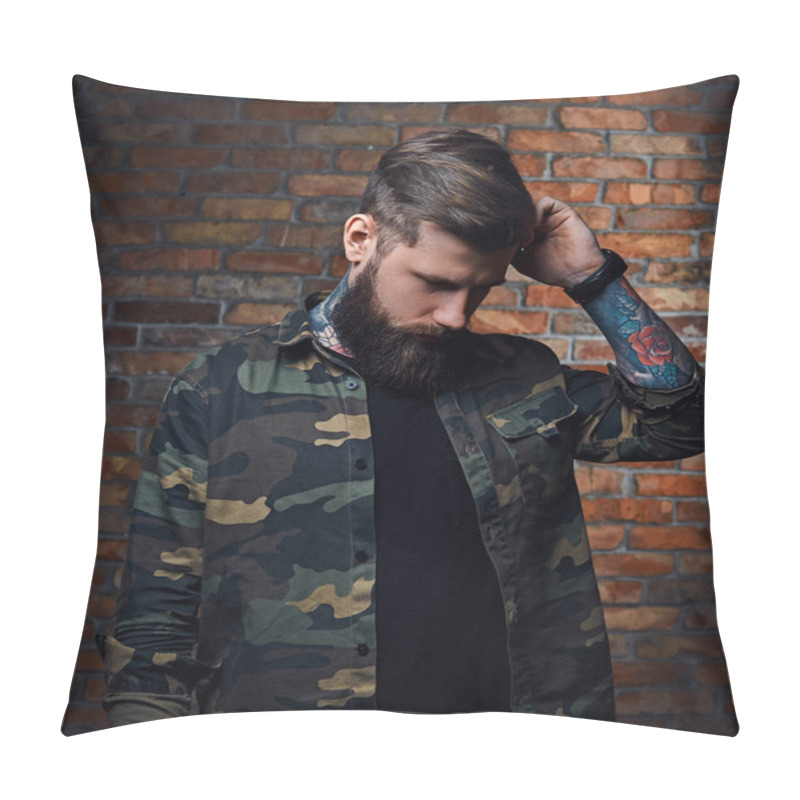 Personality  Modern Male Ressed In A Military Jacket  Pillow Covers