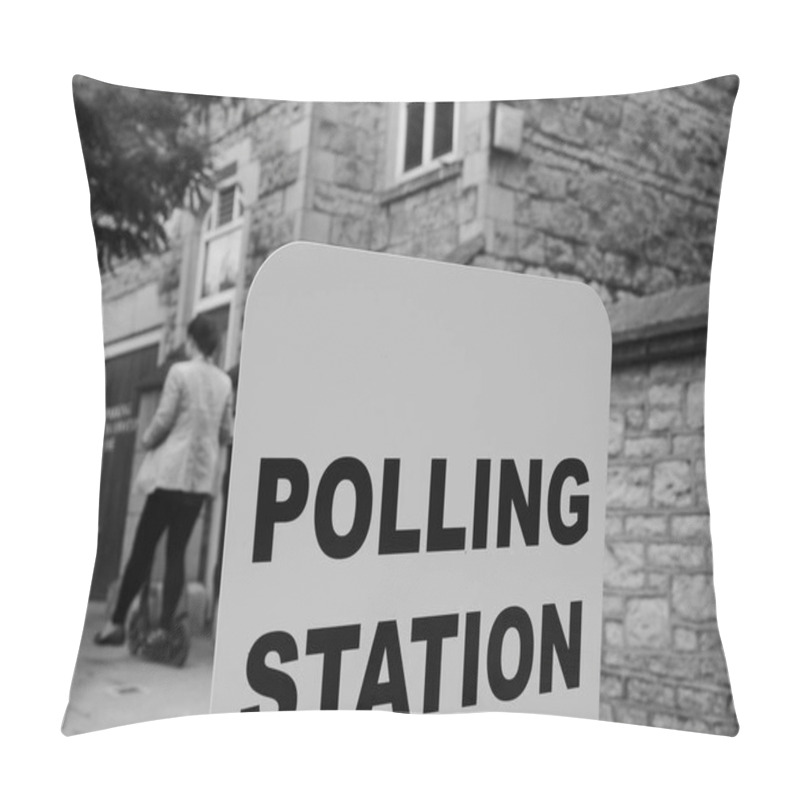 Personality  Polling Station In London Black And White Pillow Covers