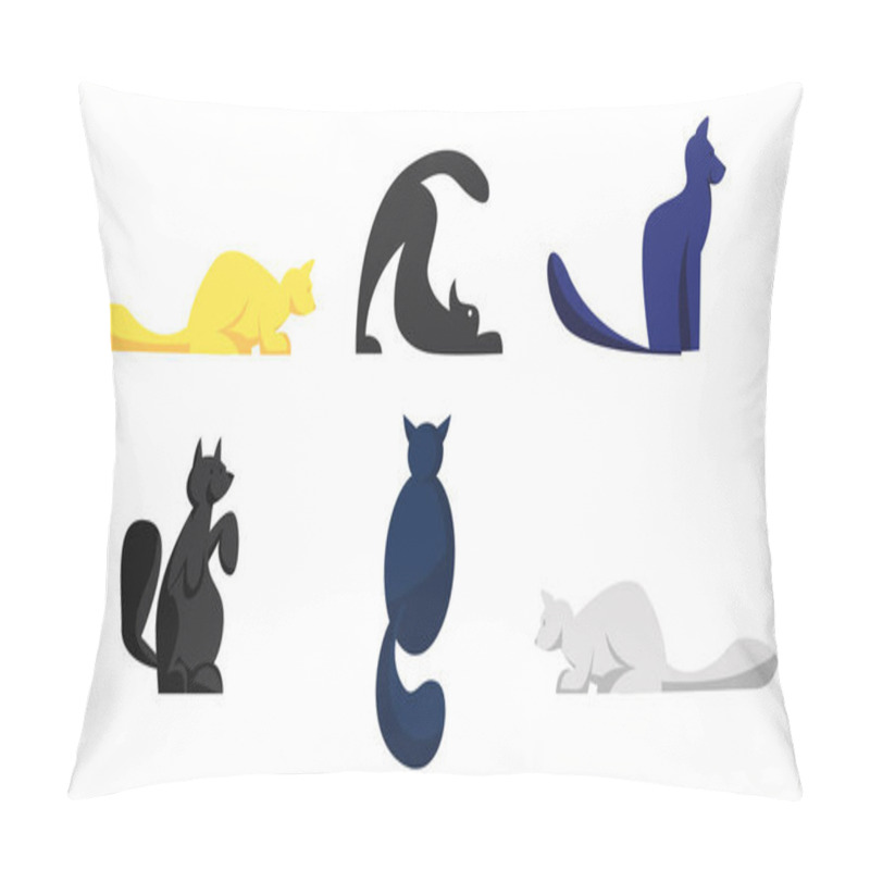 Personality  Set Of Cute Cats Of Different Breeds Isolated On White Background. Pets, Group Of Animals In Various Poses Sleeping, Washing, Stretch Back, Funny Cartoon Characters. Vector Illustration, Clip Art Pillow Covers