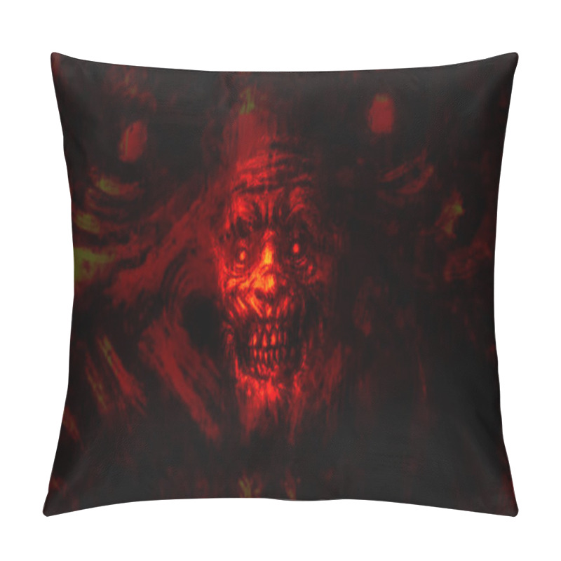 Personality  Abstraction Zombie Face On Black Background. Pillow Covers