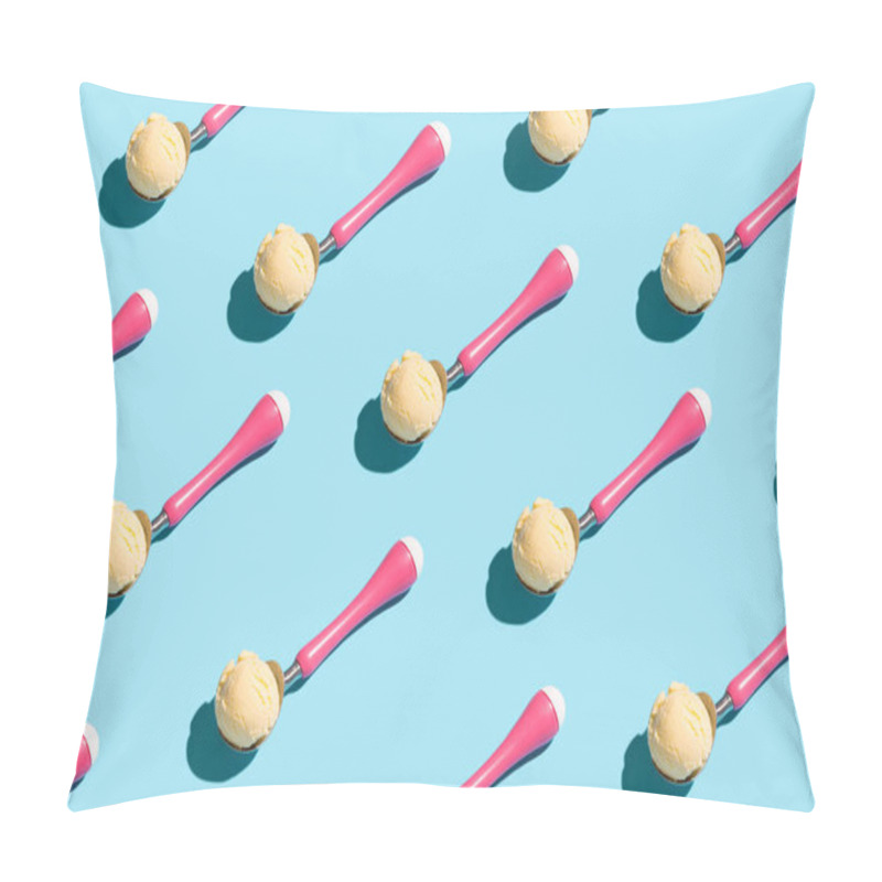 Personality  Repetitive Pattern Of Ice Cream Scoops On Blue Surface Pillow Covers