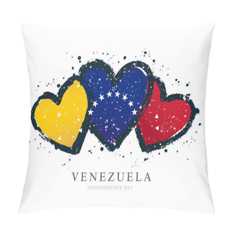 Personality  Venezuelan Flag In The Form Of Three Hearts Pillow Covers