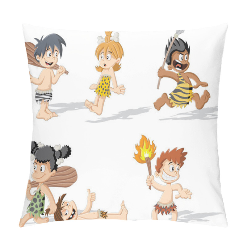 Personality  Croup Of Cartoon Cavemen. Pillow Covers