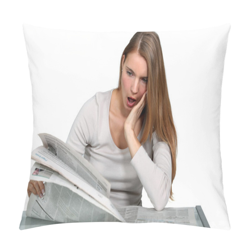 Personality  A Young Woman Astonished At The News. Pillow Covers