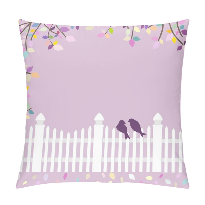 Personality  White Fence With Birds And Branches Pillow Covers