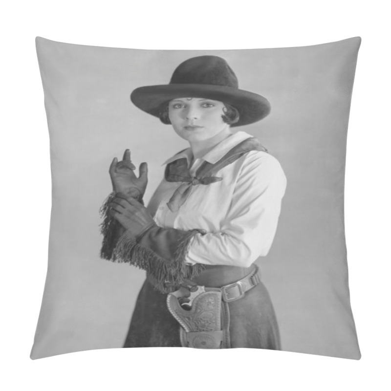 Personality  Portrait Of Cowgirl Pillow Covers