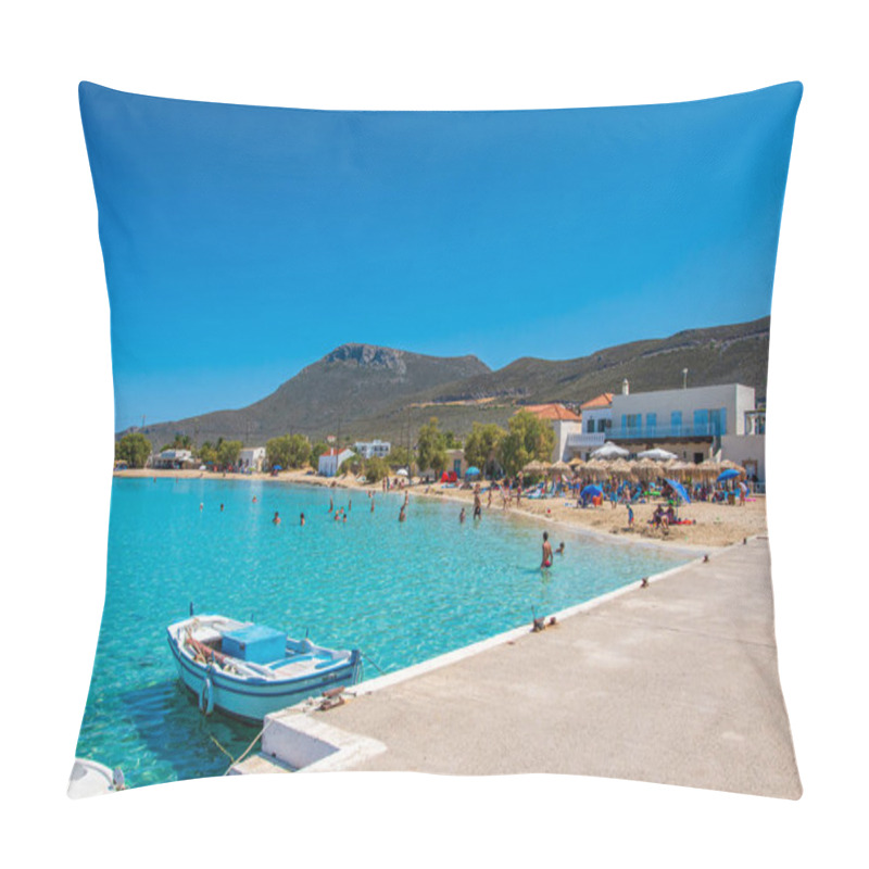 Personality  Beautiful View Of Diakofti Beach In Kythira Island, Greece During High Tourist Season Pillow Covers