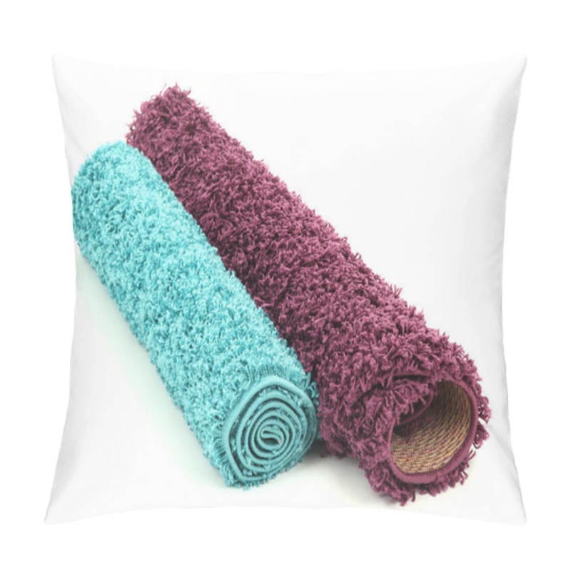 Personality  Two Rolled Carpets Isolated On White Pillow Covers