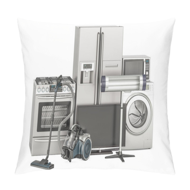 Personality  Set Of Household Appliances. Washing Machine, Fridge, Gas Stove, Pillow Covers