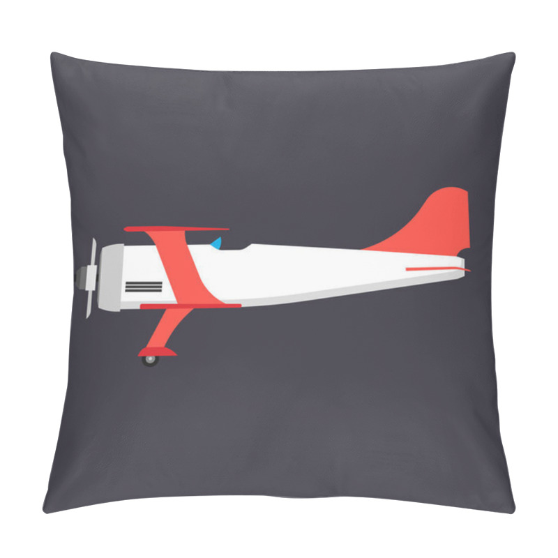 Personality  Biplane Red Side View Vector Icon Transportation. Engine Wing Ve Pillow Covers