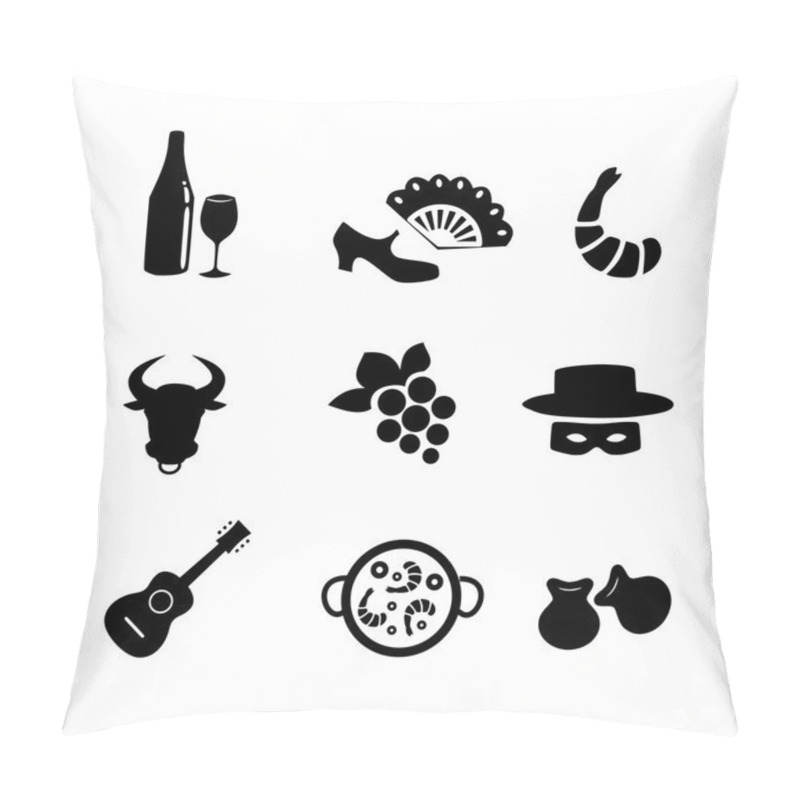 Personality  Spanish Icon Set Vector Pillow Covers