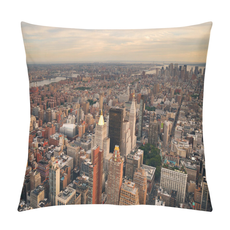 Personality  Manhattan Sunset Skyline Aerial View Pillow Covers