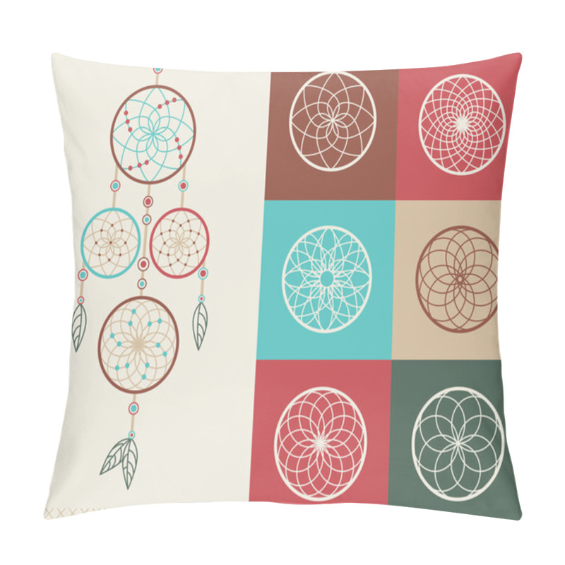 Personality  Dream Catcher Boho Icons Illustration Pillow Covers