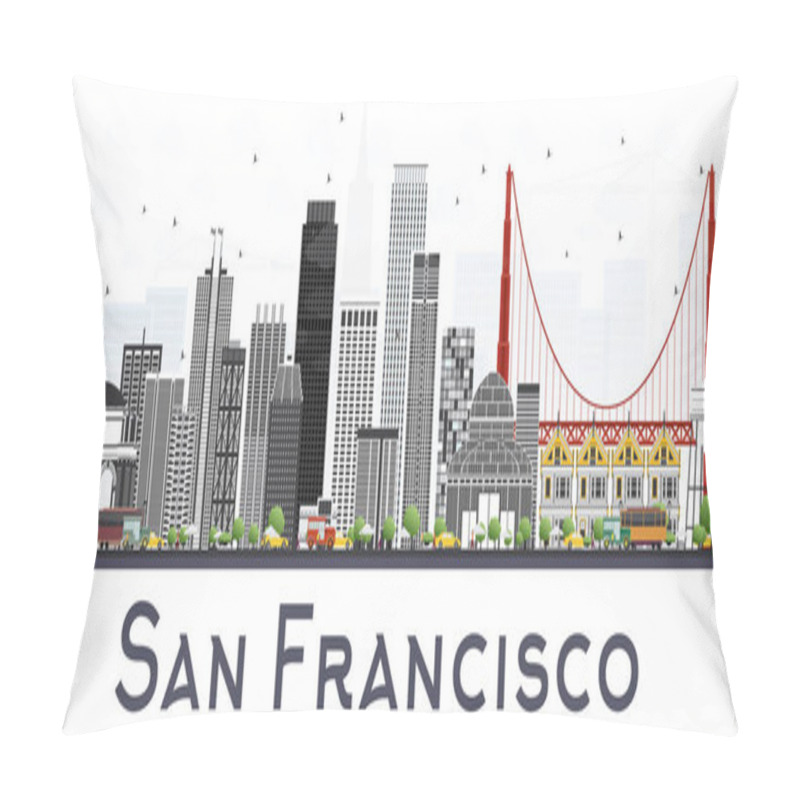 Personality  San Francisco USA City Skyline With Gray Buildings Isolated On W Pillow Covers