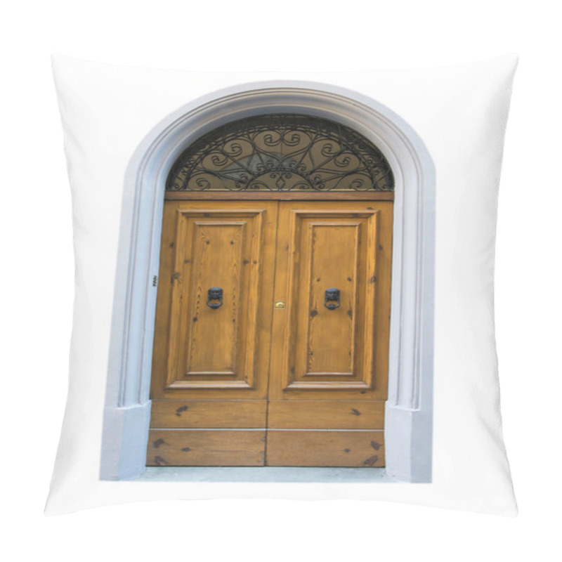 Personality  Wooden Door In An Old Italian House, Isolated On White. Pillow Covers